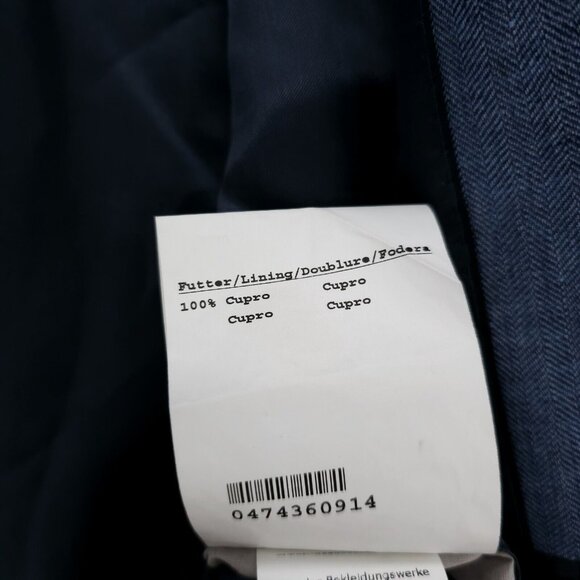 EDUARD DRESSLER 100% Linen Blue Herringbone Blazer Jacket Size 44 - 46 - Picture 9 of 9